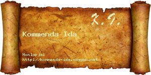 Kommenda Ida névjegykártya